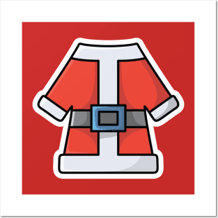 Santa Claus Coat with Belt Sticker vector illustration. Holiday objects icon design concept. Santa Claus coat suit sticker design logo with shadow. Posters and Art